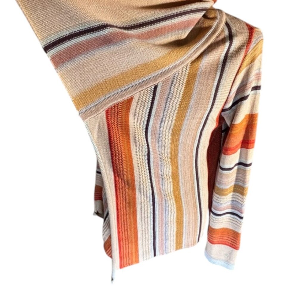 Goddis Striped Draped Open Front Cardigan Boho Lightweight Sweater M/L - Picture 8 of 9